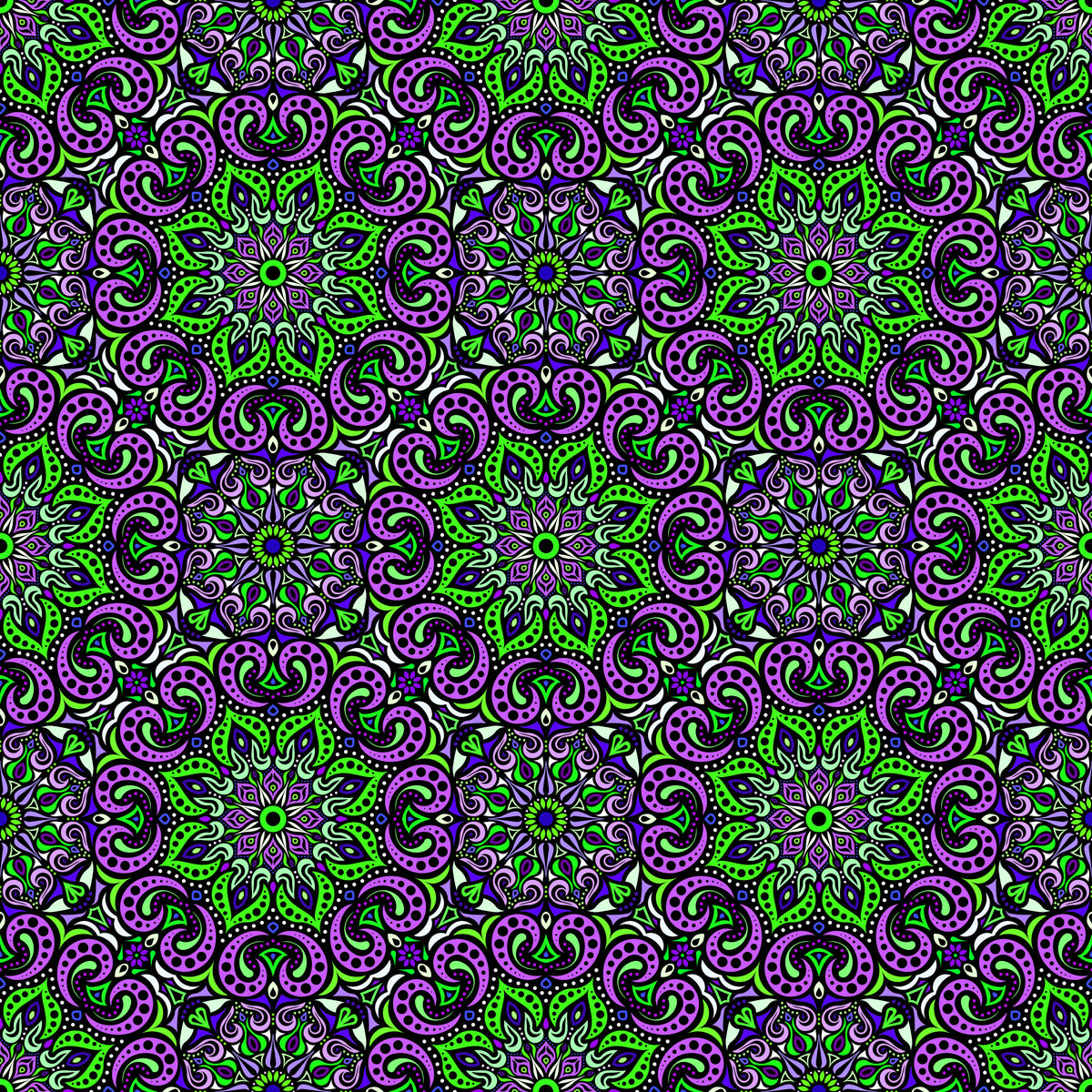 Purple - Green Mandala Fabric 2007.3