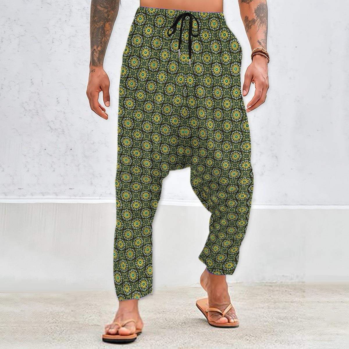 Yellow - Green Velvet Harem Pants 216