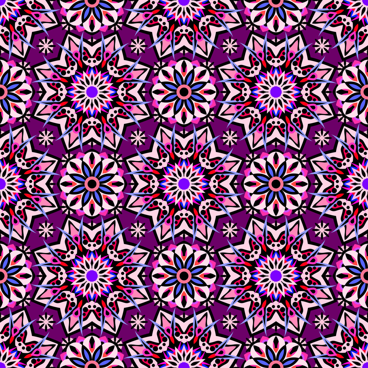 Purple - Pink - Blue Mandala Fabric - 122