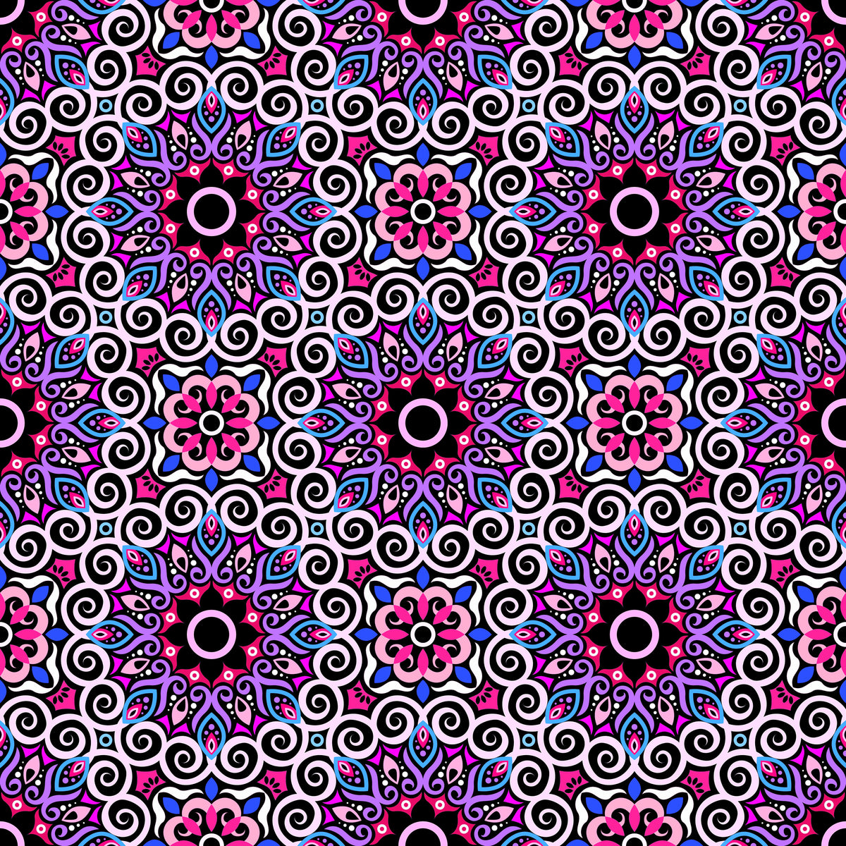 Purple - Pink - Blue Mandala Fabric - 125