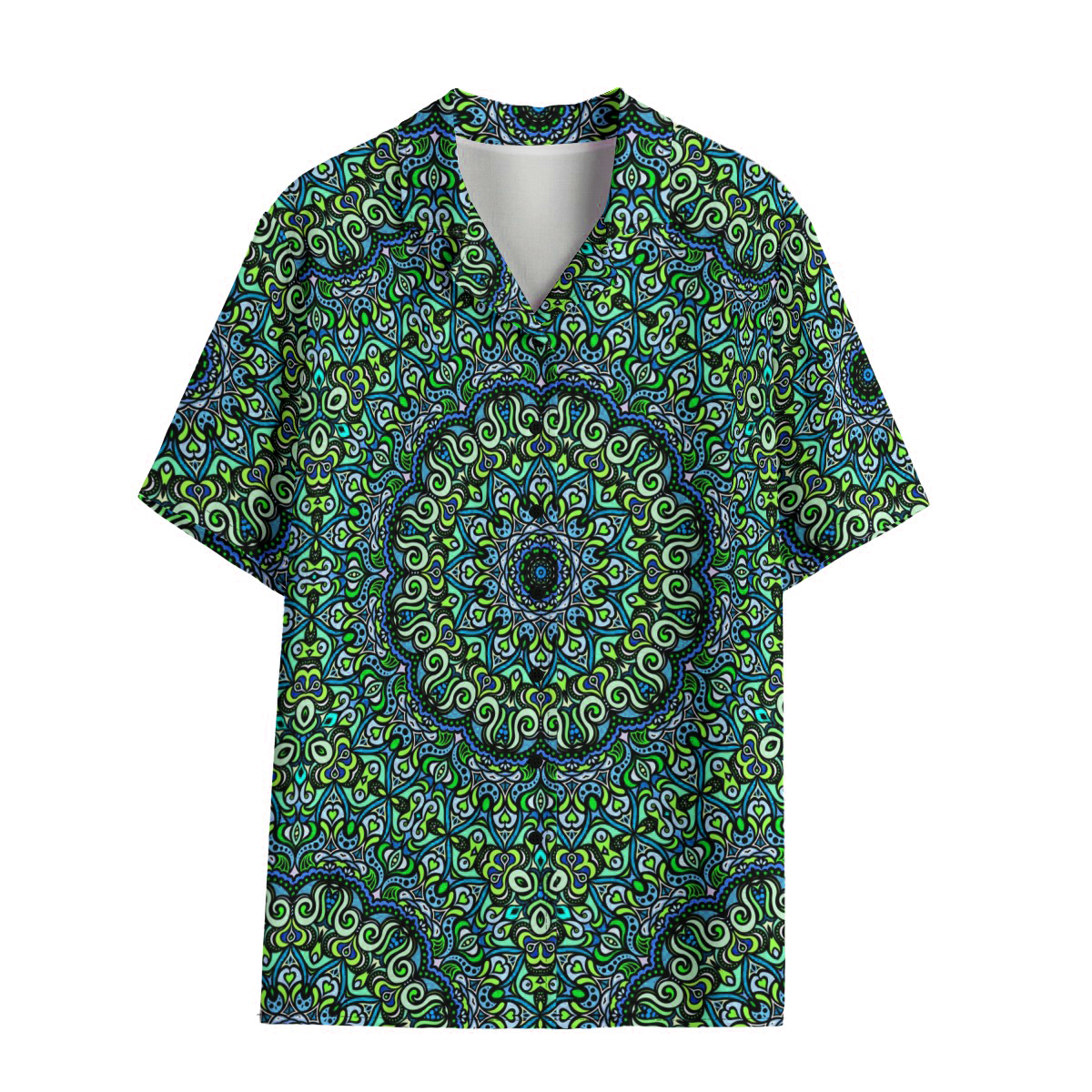 Green - Turquoise - Blue Rayon Shirt