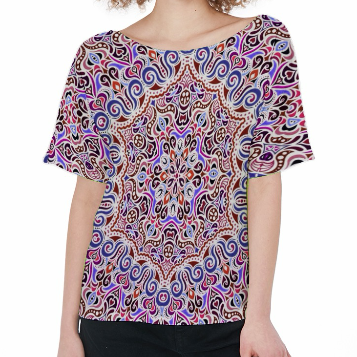 Red - Purple - Blue Boatneck T-Shirt