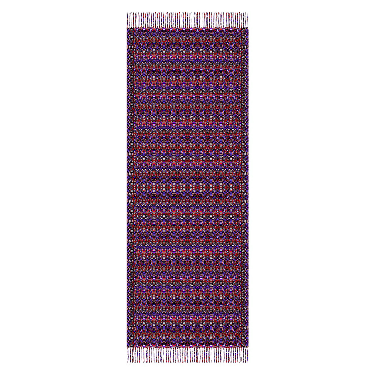 Red - Purple Abstract Doodle Scarf with Tassels