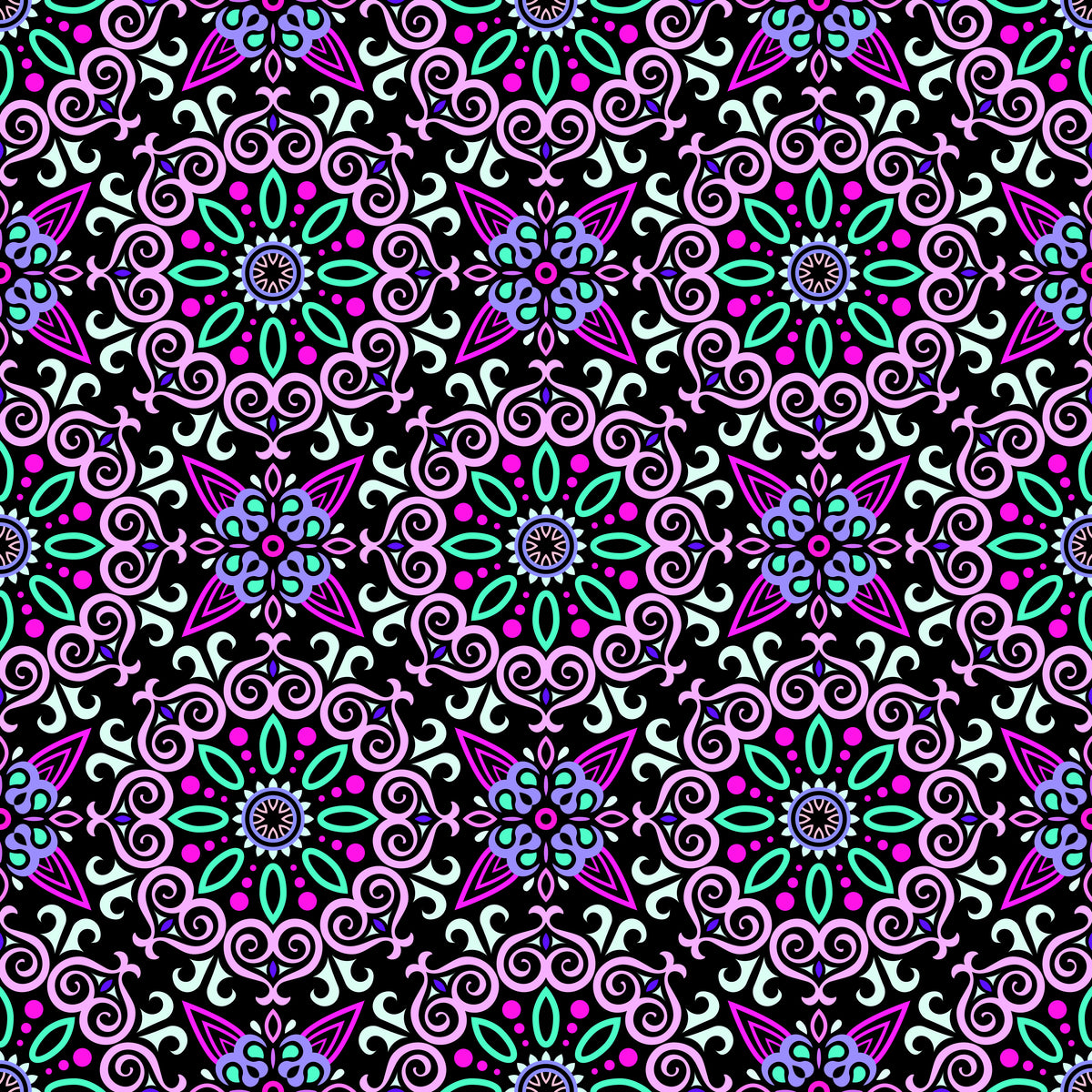 Pink - Turquoise - Purple Mandala Fabric - 138