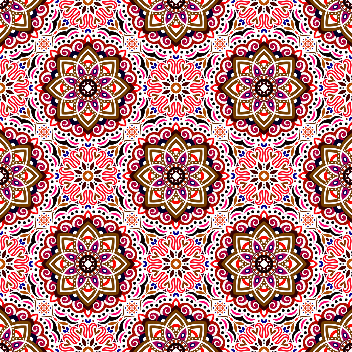 Red - Brown - Blue Mandala Fabric 2009.3i