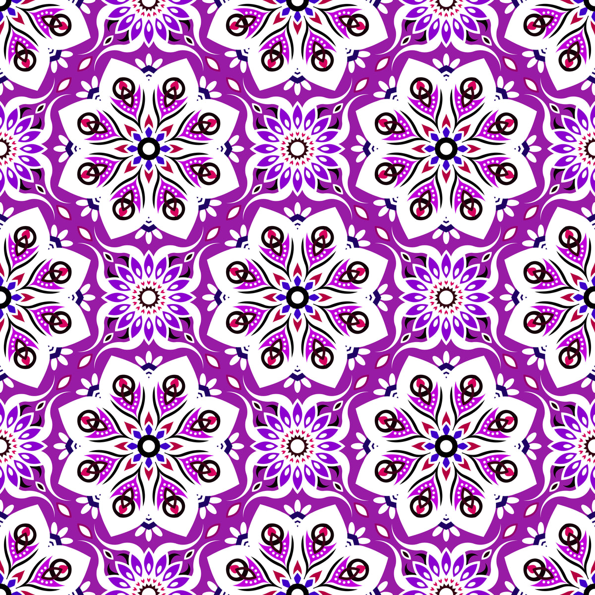 Purple - Red Mandala Fabric - 236i