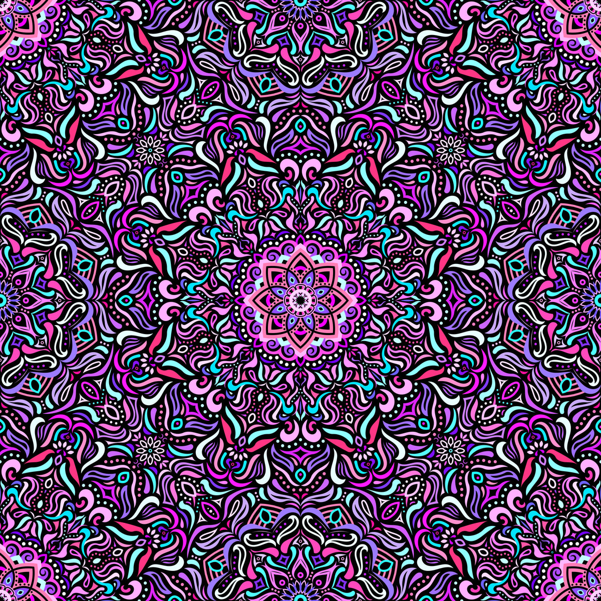 Pink - Turquoise - Purple Mandala Fabric 2009.1