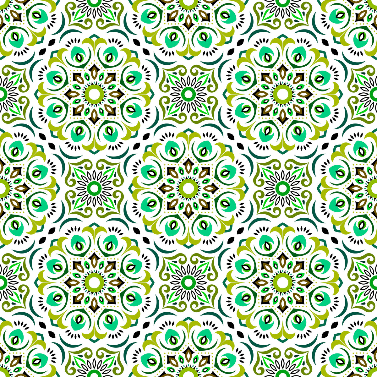 Green - Turquoise Mandala Fabric - 209i