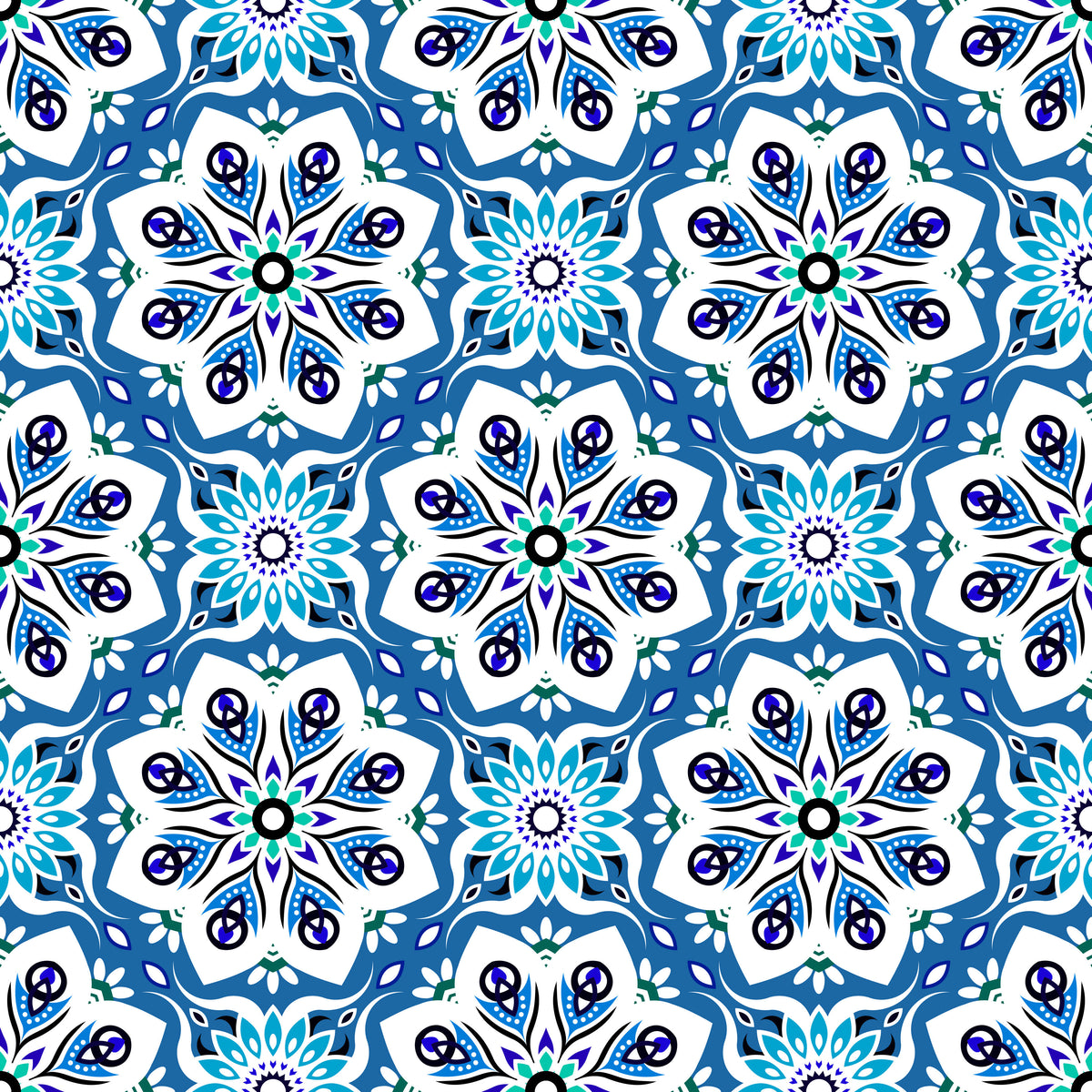 Blue - Turquoise Mandala Fabric - 236i