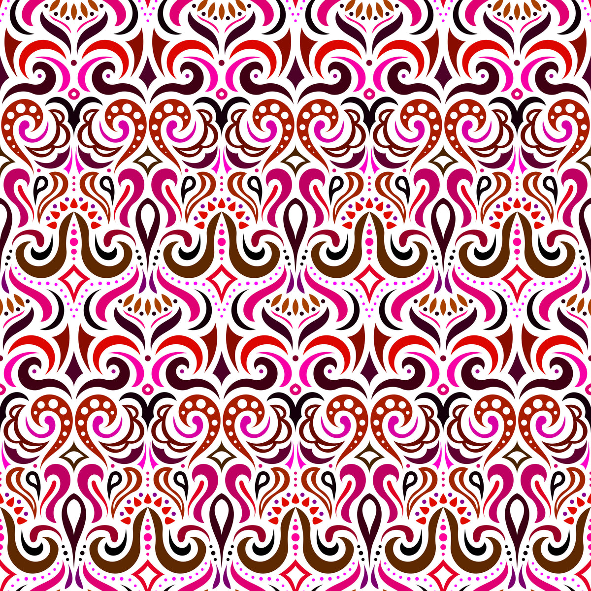 Pink - Red Abstract Doodle Fabric 1001i