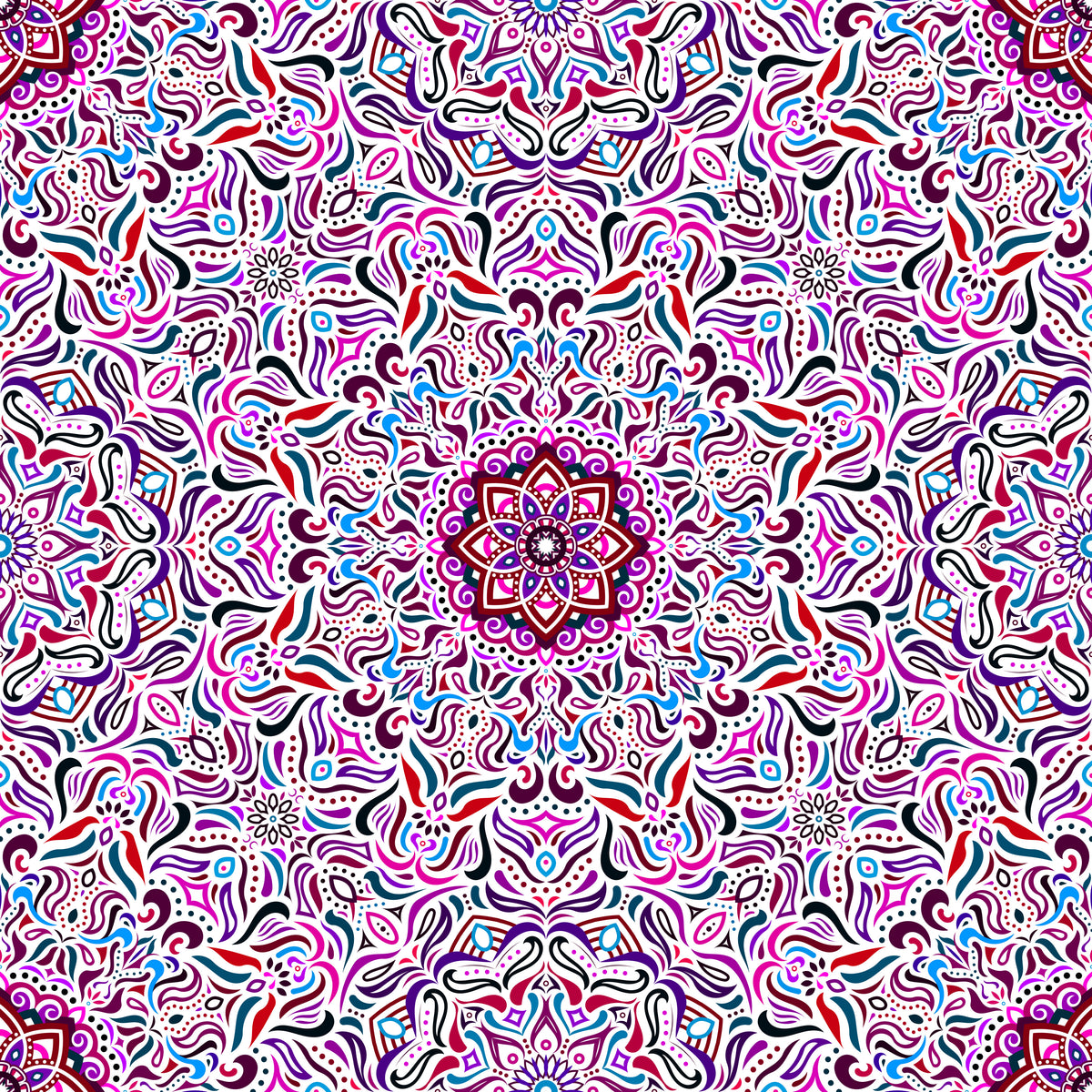 Blue - Red - Purple Mandala Fabric 2009.1i