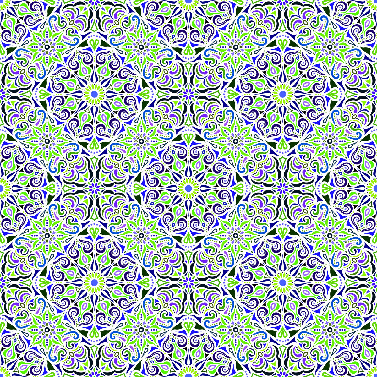 Green - Blue Mandala Fabric 2007.2i