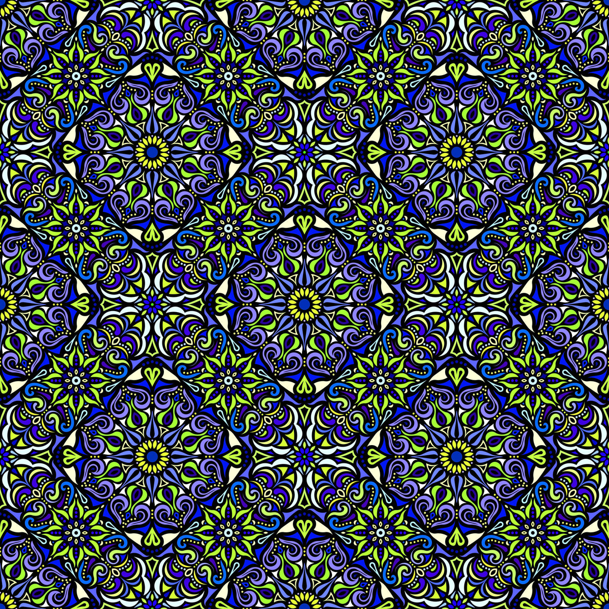 Blue - Green Mandala Fabric 2007.2