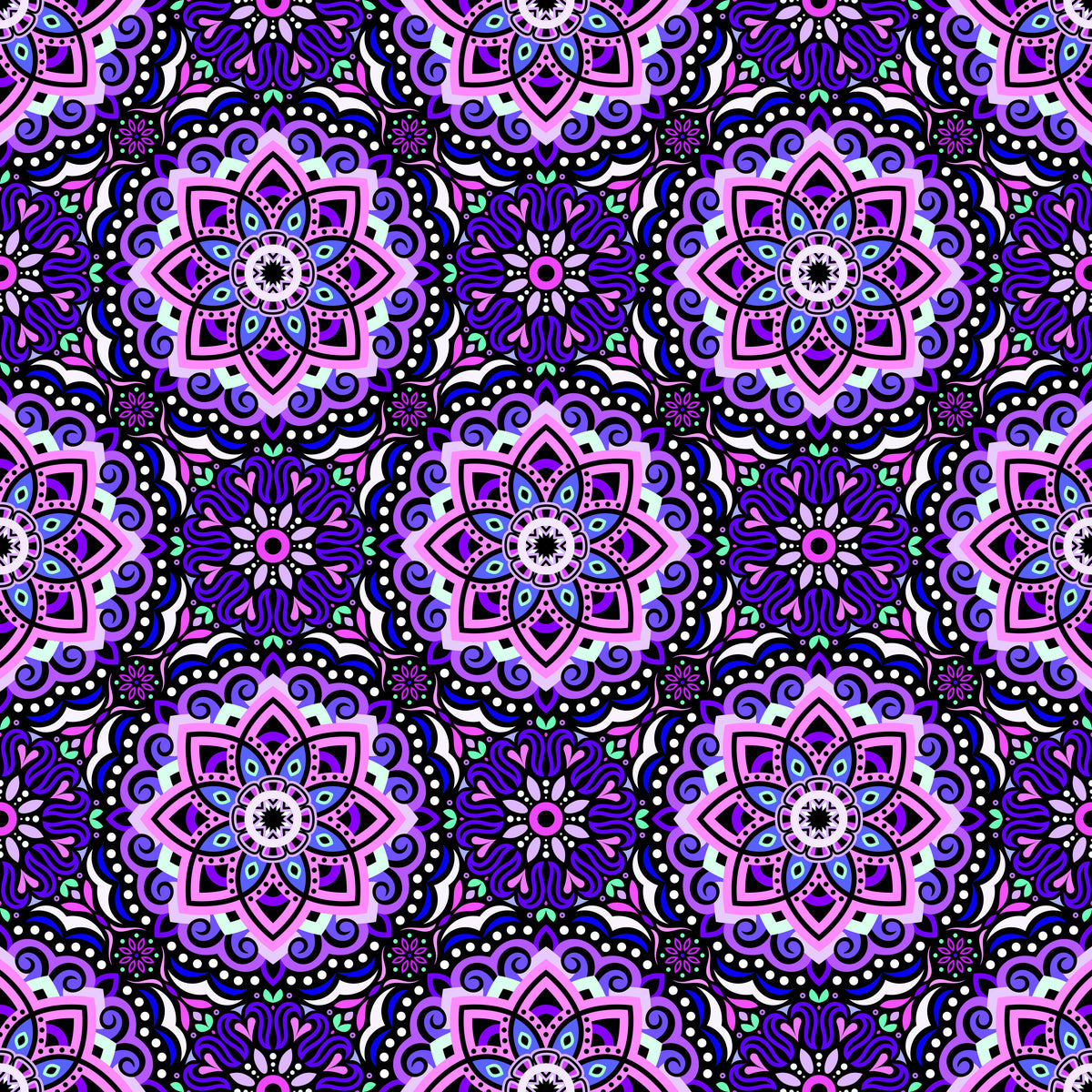 Purple - Pink - Turquoise Mandala Fabric 2009.3