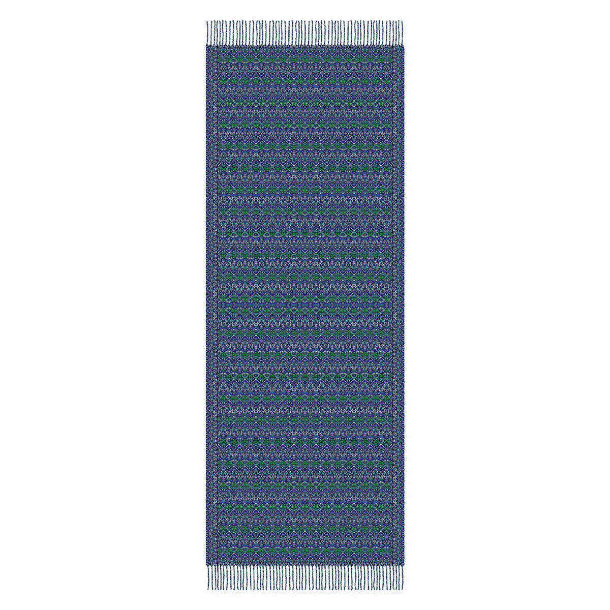 Turquoise - Green - Purple Abstract Doodle Scarf with Tassels