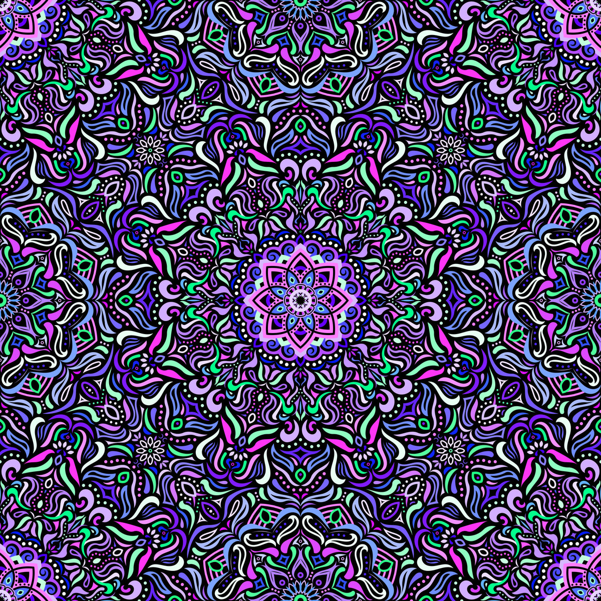 Purple - Turquoise - Blue Mandala Fabric 2009.1