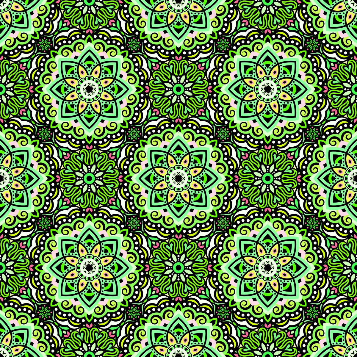 Green - Pink Mandala Fabric 2009.3