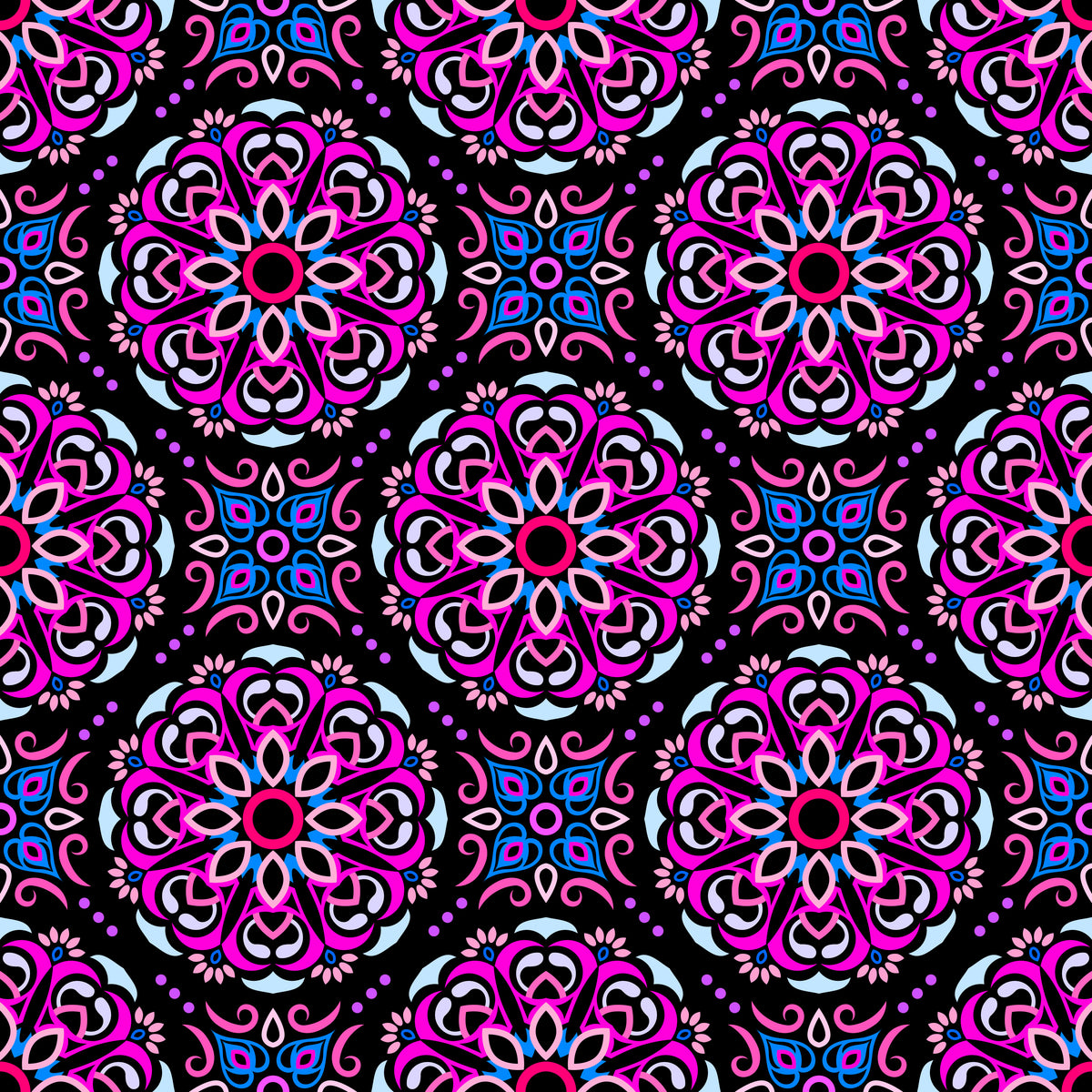 Pink - Blue - Purple Mandala Fabric - 160