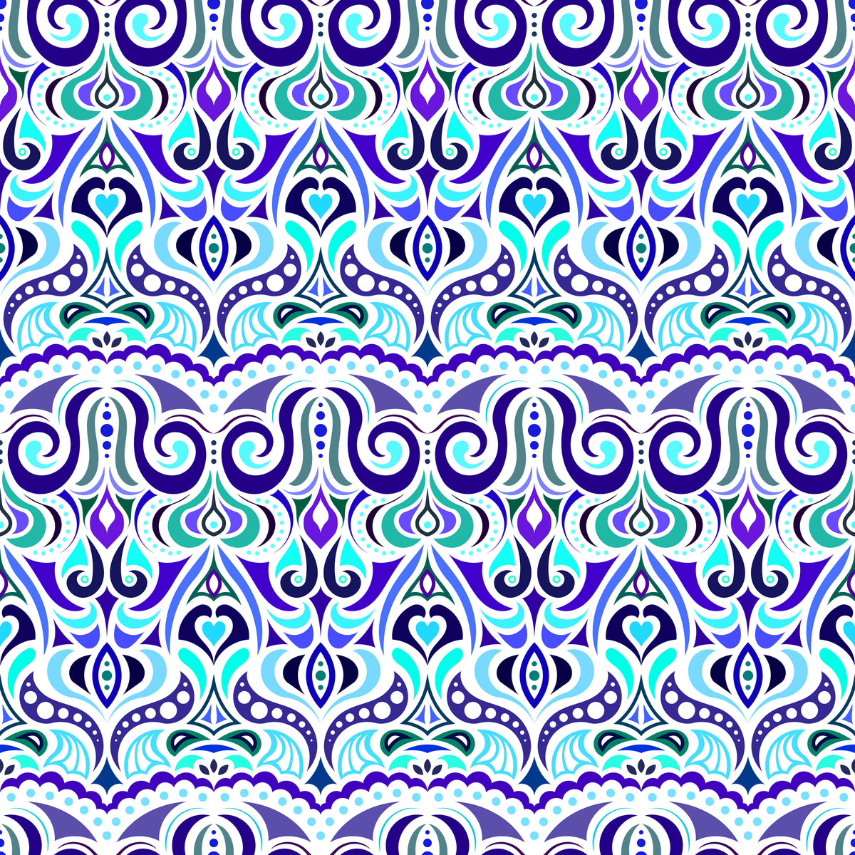 Turquoise - Blue Abstract Doodle Fabric 1010.2i