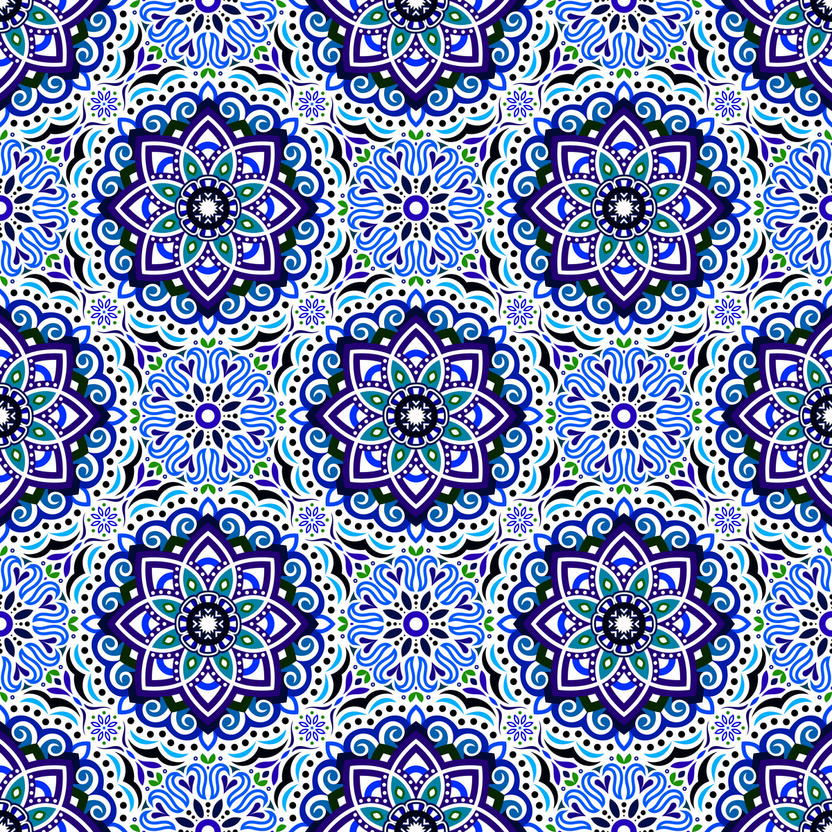 Blue - Green Mandala Fabric 2009.3i