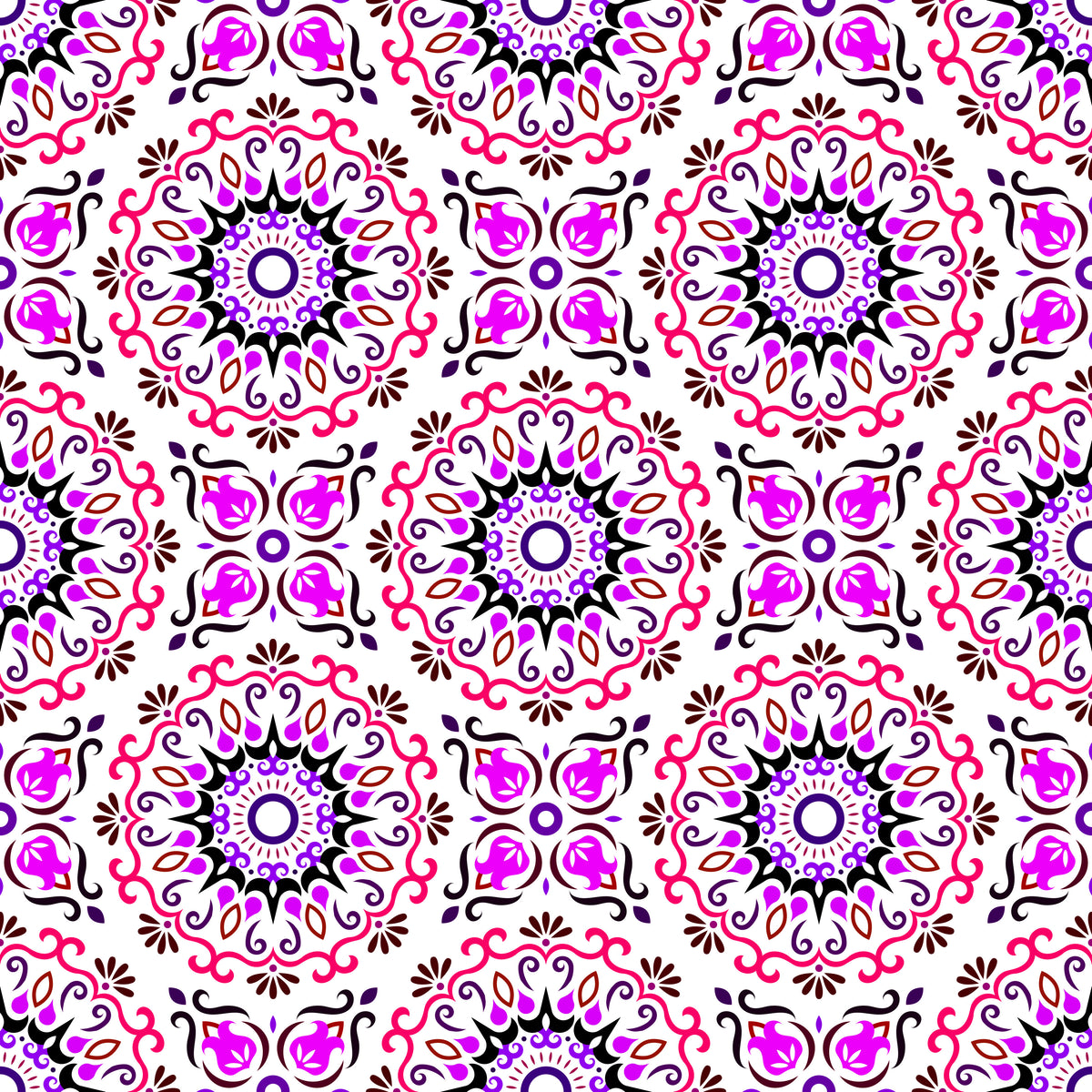 Pink - Purple Mandala Fabric - 174i
