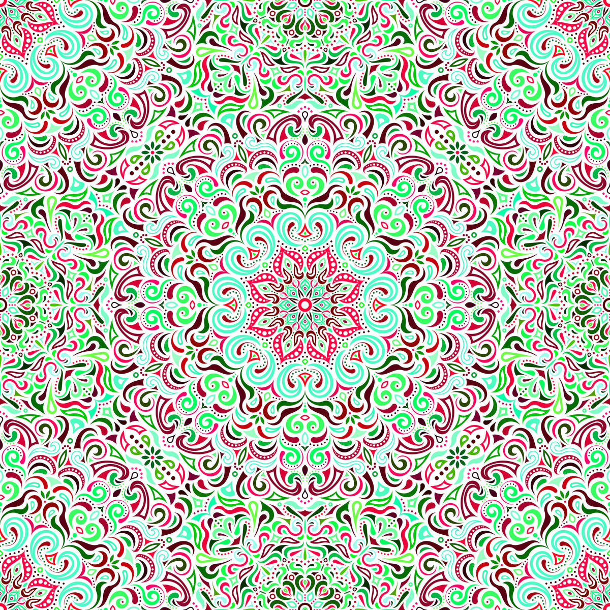 Green - Red Mandala Fabric 2007.1i