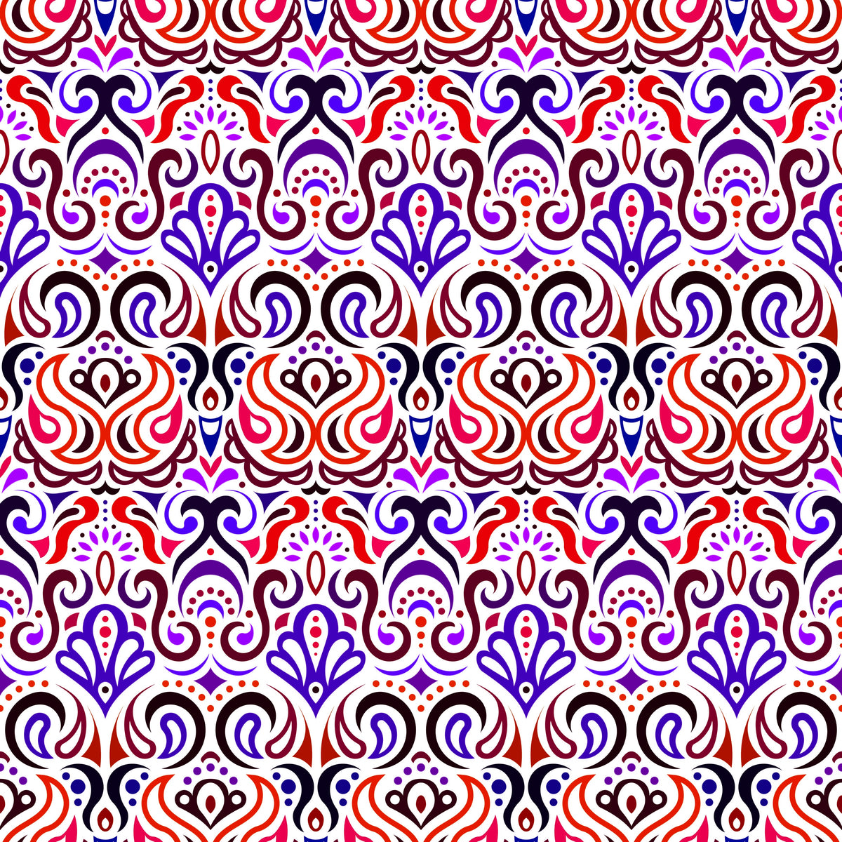 Red - Purple Abstract Doodle Fabric 1002i