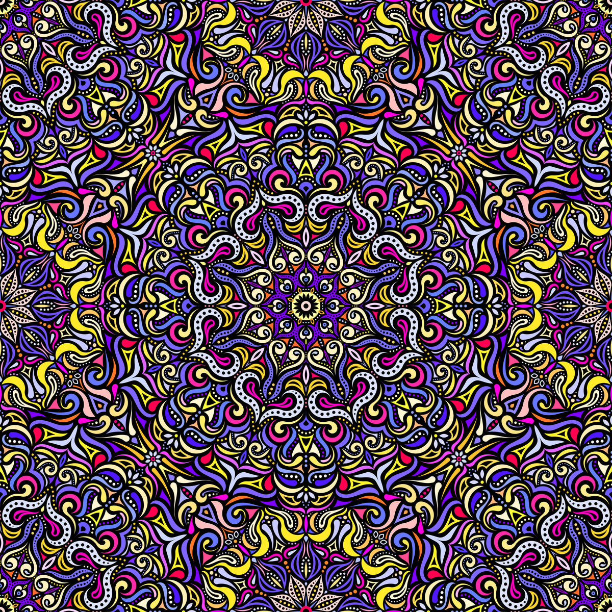 Purple - Yellow - Pink Mandala Fabric 2006.3