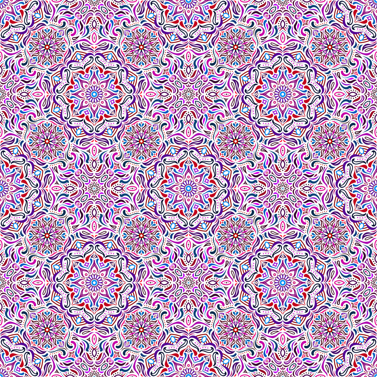 Purple - Red - Blue Mandala Fabric 2009.4i