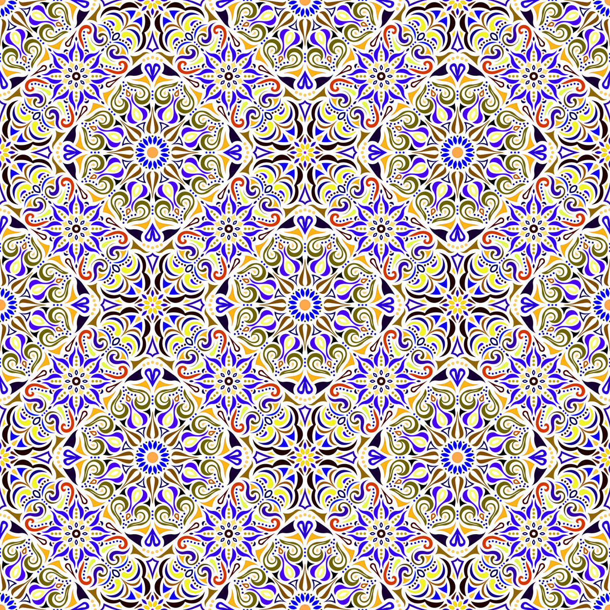 Yellow - Blue - Red Mandala Fabric 2007.2i