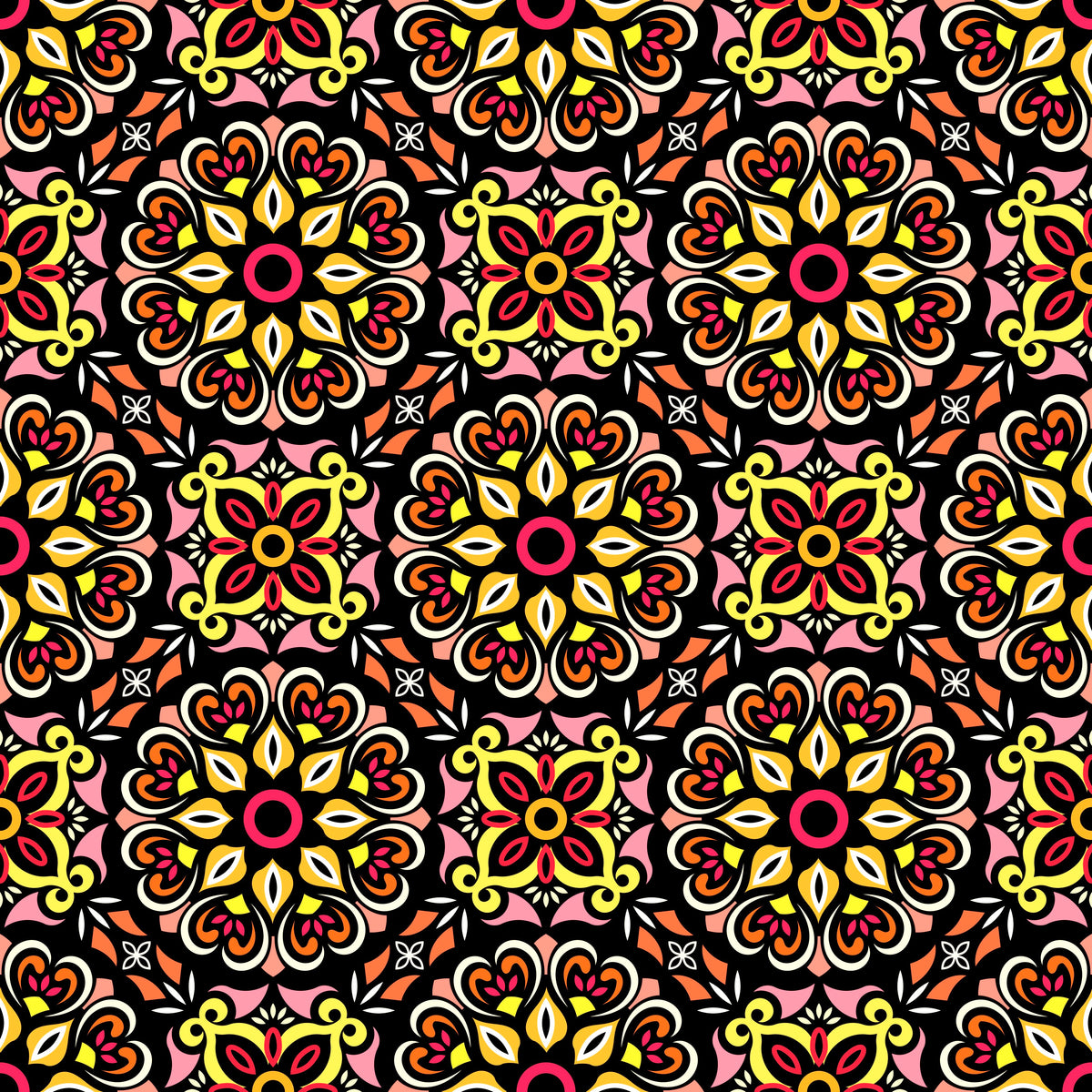 Orange - Yellow - Red Mandala Fabric - 206