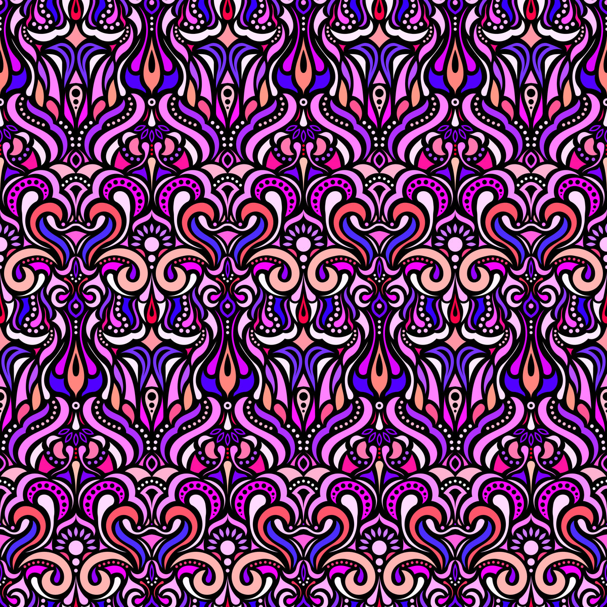 Pink - Purple - Red Abstract Doodle Fabric 1012