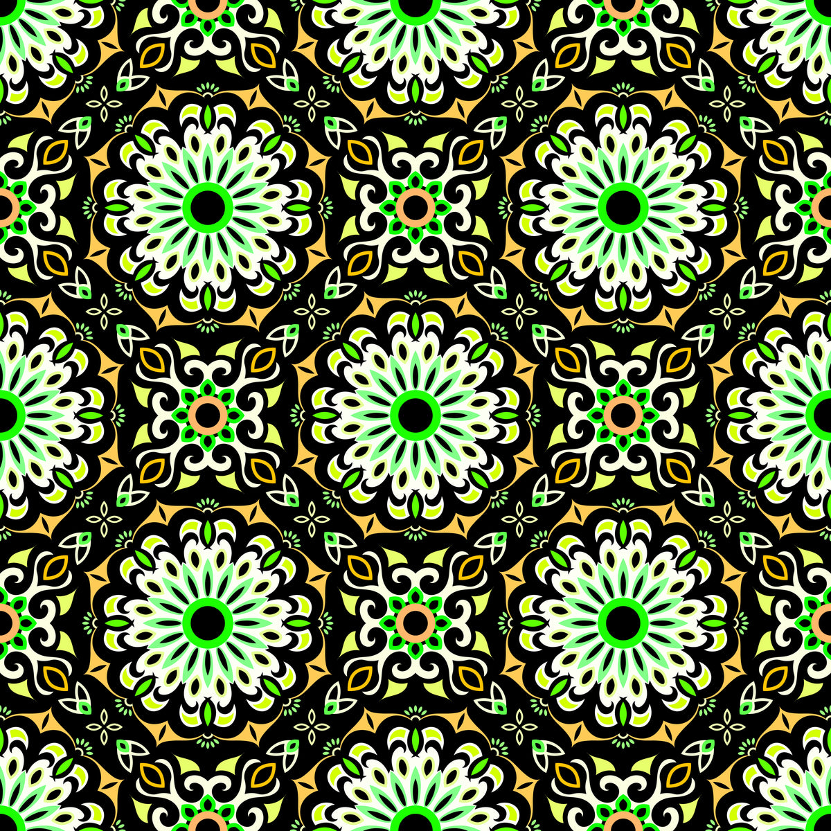 Yellow - Green Mandala Fabric - 198