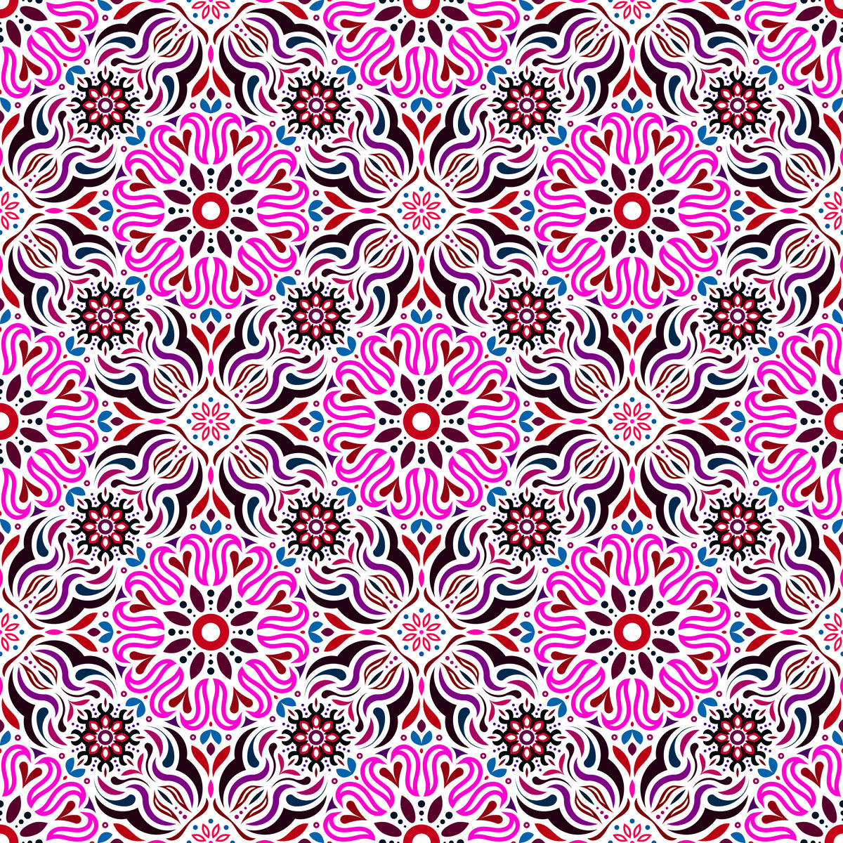 Pink - Red - Purple - Blue Mandala Fabric 2009.2i