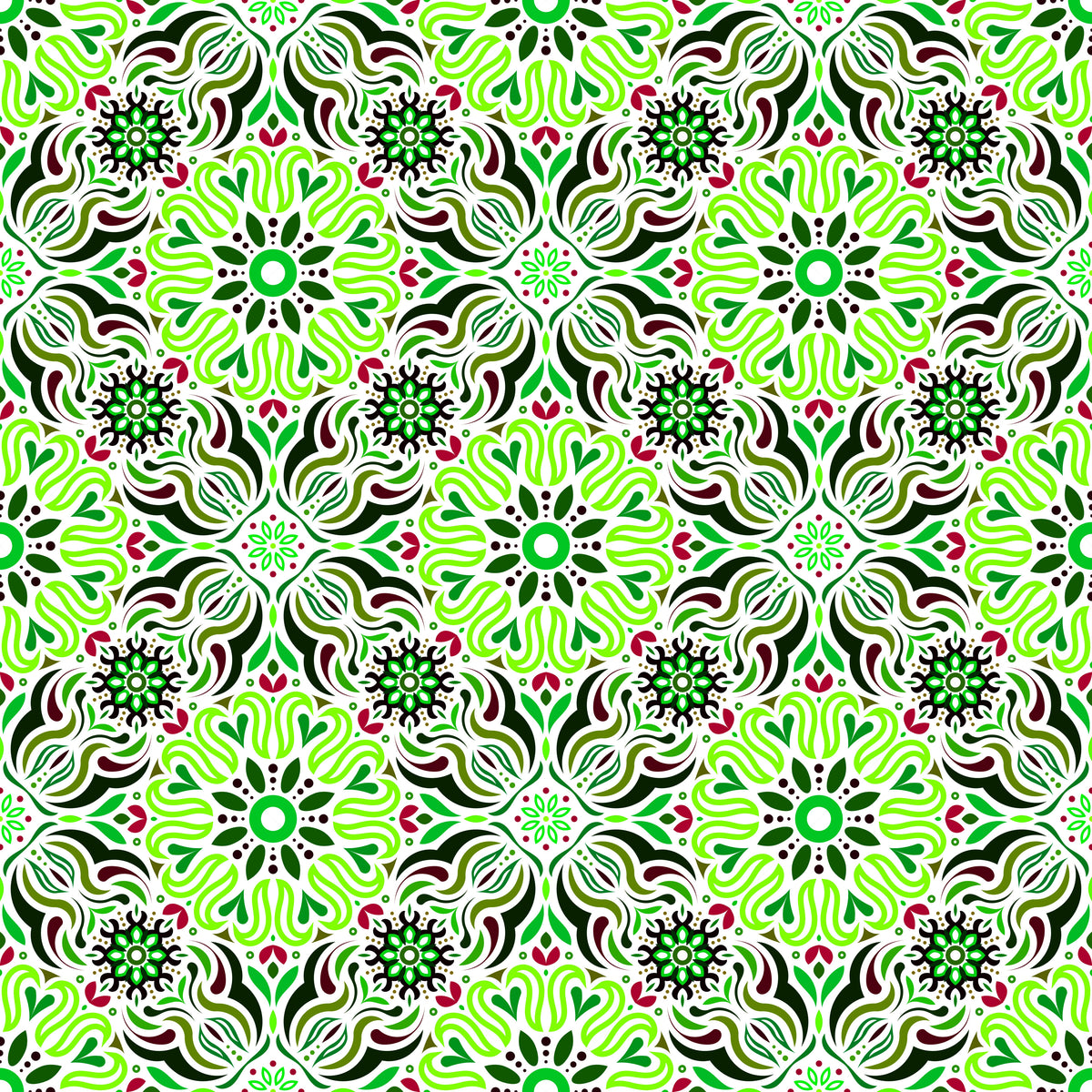 Green - Red Mandala Fabric 2009.2i