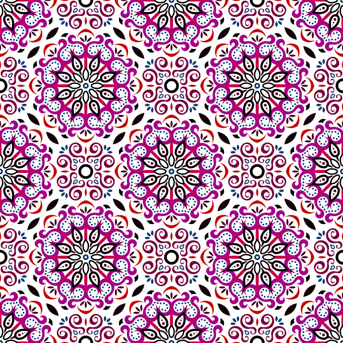 Purple - Red - Blue Mandala Fabric - 165i