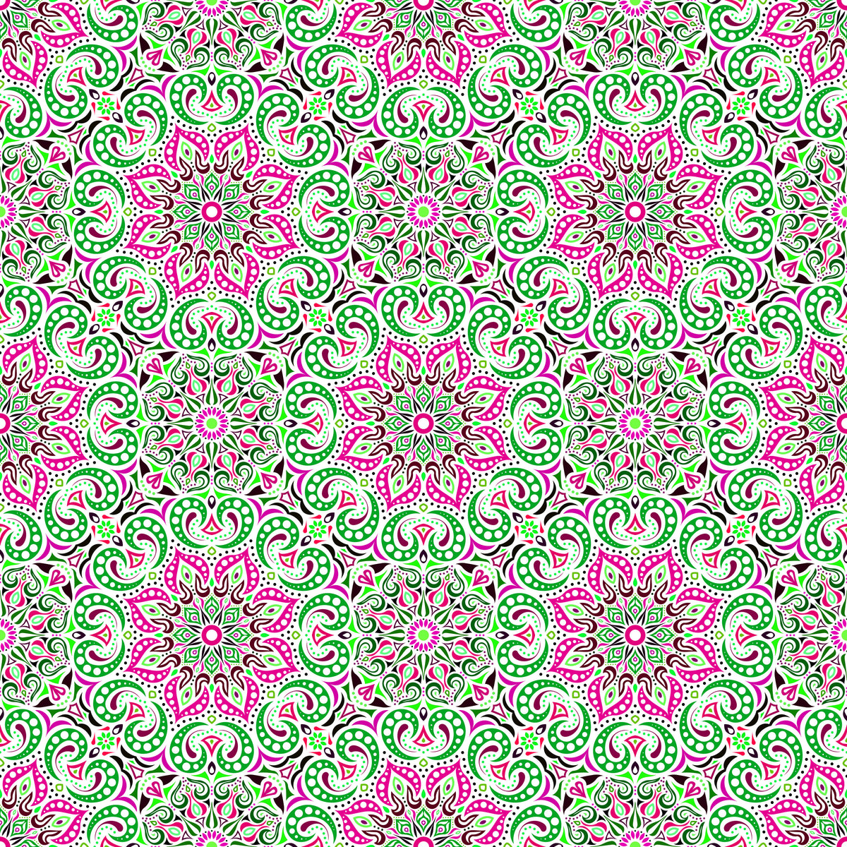 Green - Pink Mandala Fabric 2007.3i