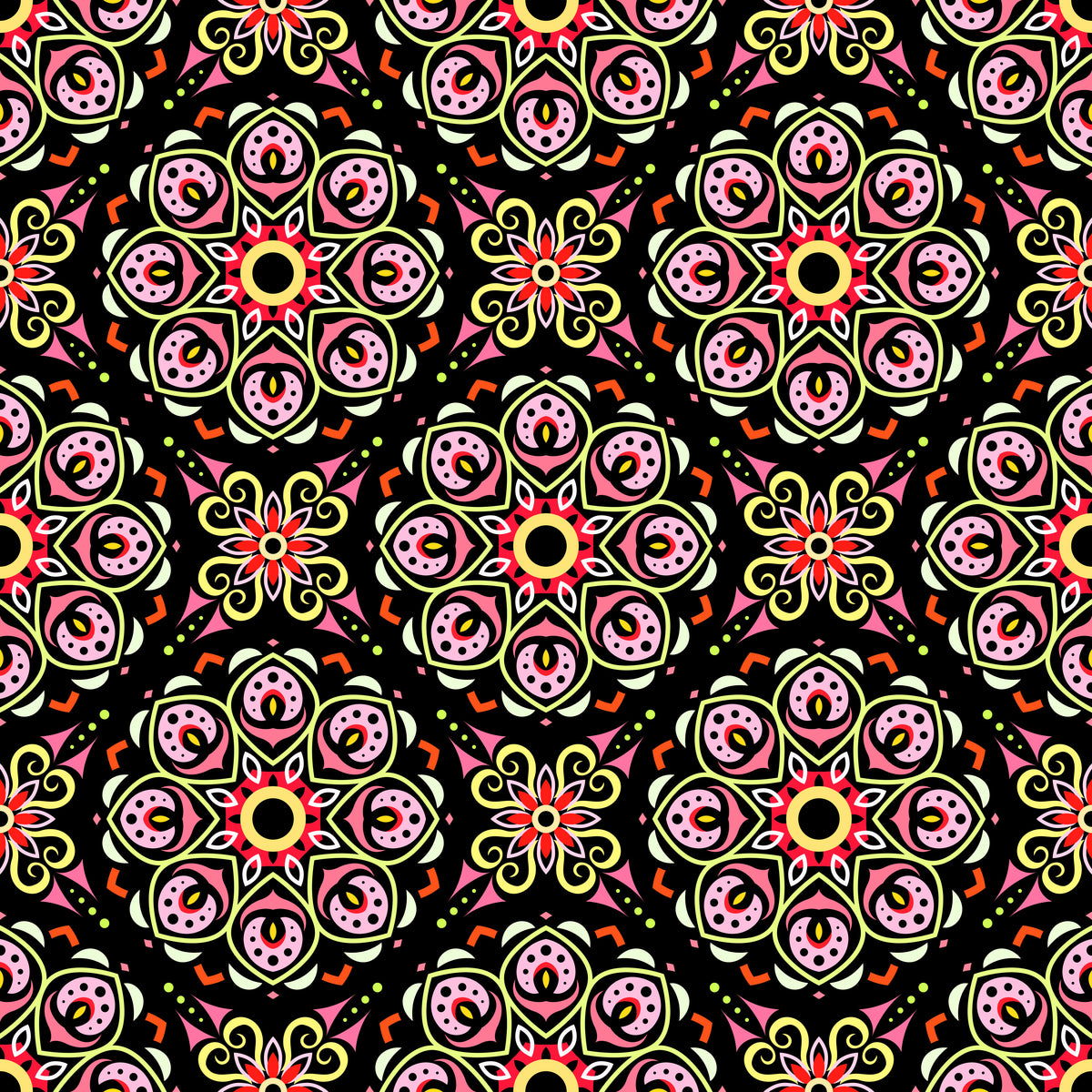 Red - Yellow Mandala Fabric - 183