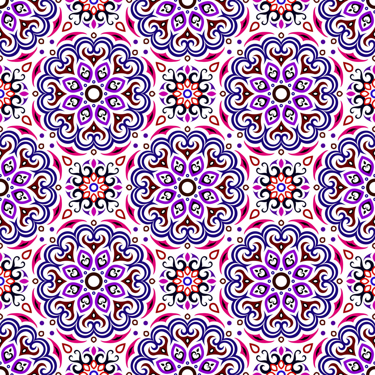 Purple - Pink - Red Mandala Fabric - 155i