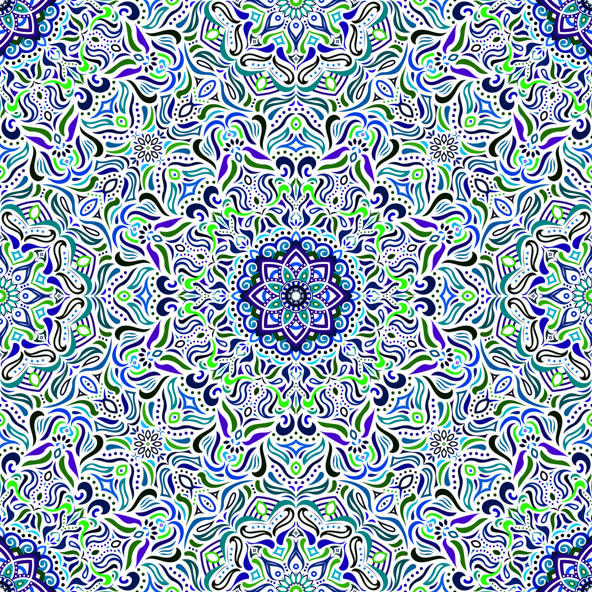 Blue - Green - Turquoise Mandala Fabric 2009.1i