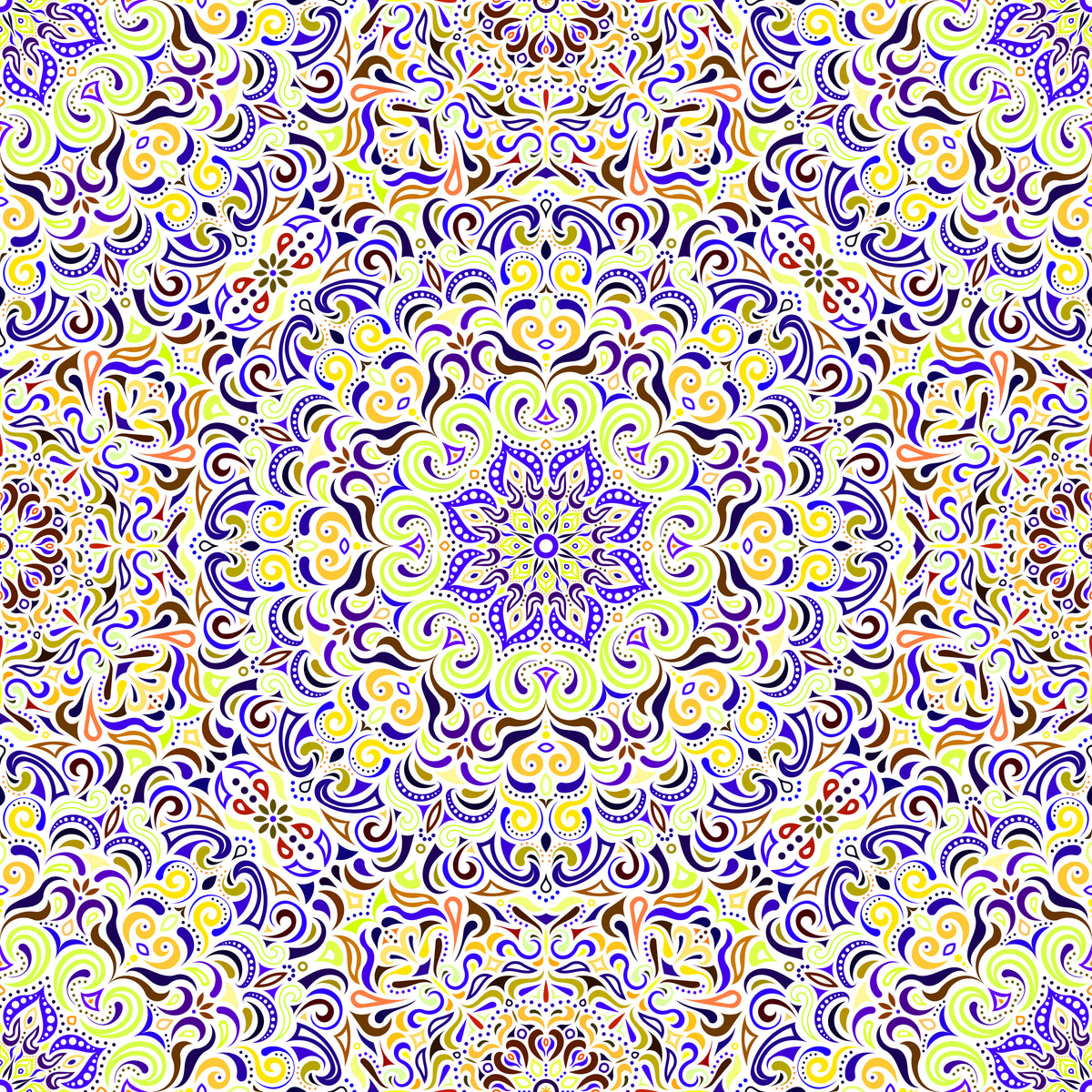 Yellow - Blue - Green Mandala Fabric 2007.1i