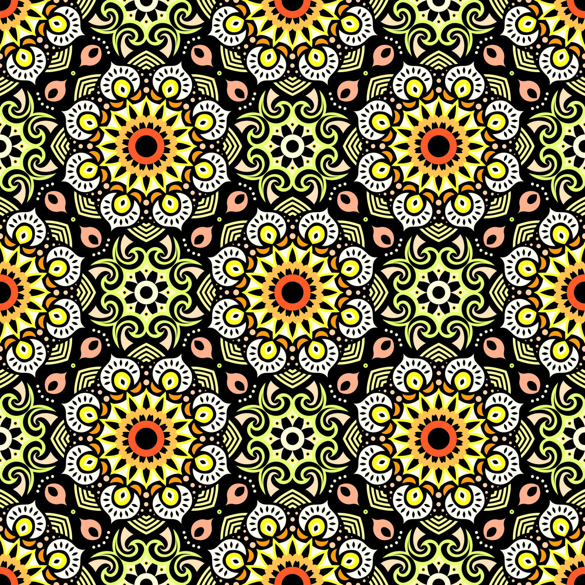 Yellow - Orange Mandala Fabric - 193