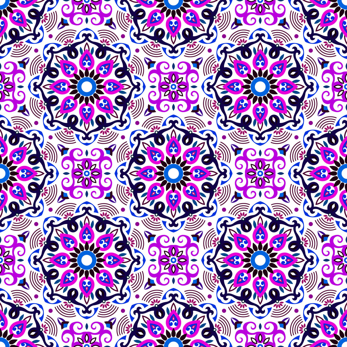 Purple - Blue - Pink Mandala Fabric - 140i
