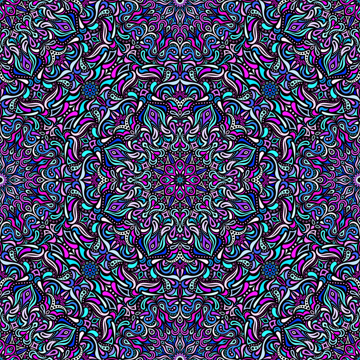 Turquoise - Pink - Blue Mandala Fabric 2008.1