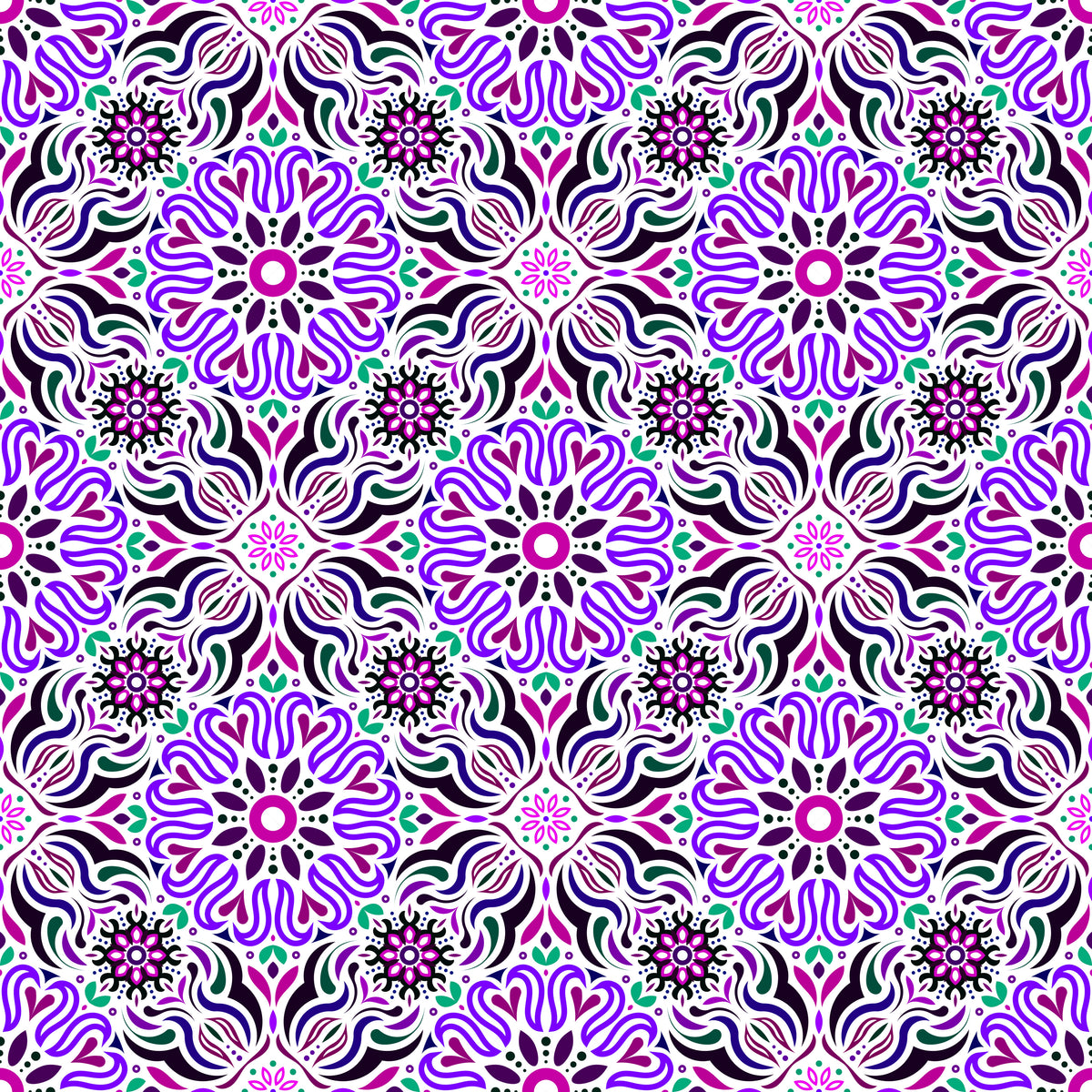 Purple - Pink - Green Mandala Fabric 2009.2i