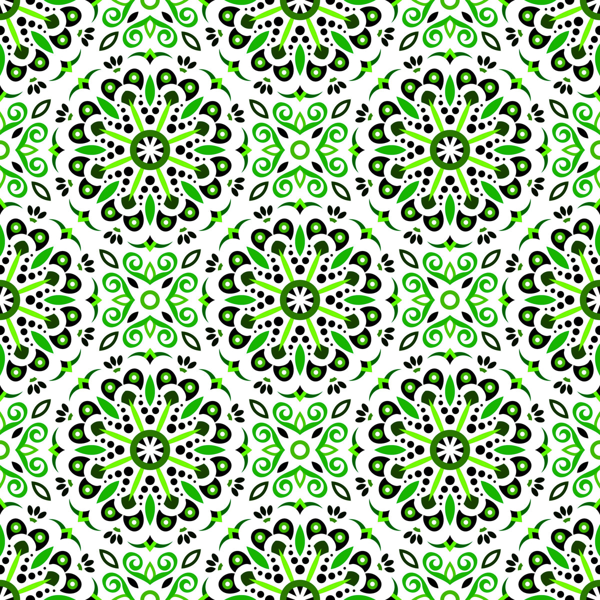 Green Mandala Fabric - 156i