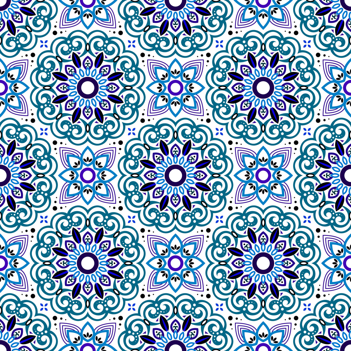 Blue - Purple Mandala Fabric - 149i