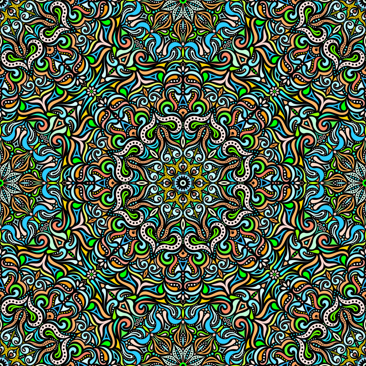Orange - Blue - Green Mandala Fabric 2006.3