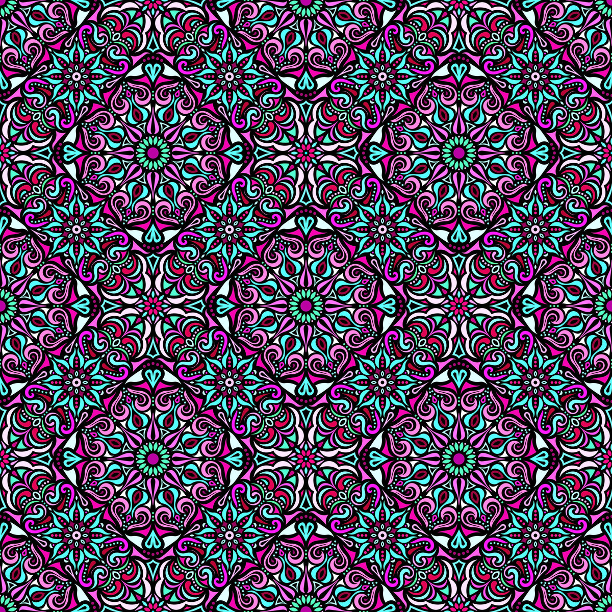 Pink - Turquoise Mandala Fabric 2007.2