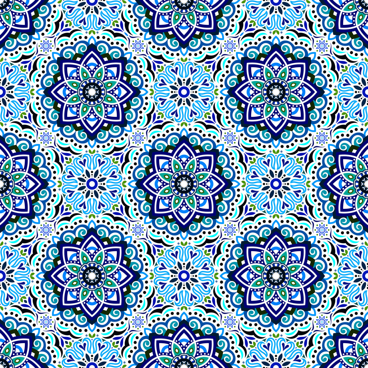 Turquoise - Blue - Green Mandala Fabric 2009.3i